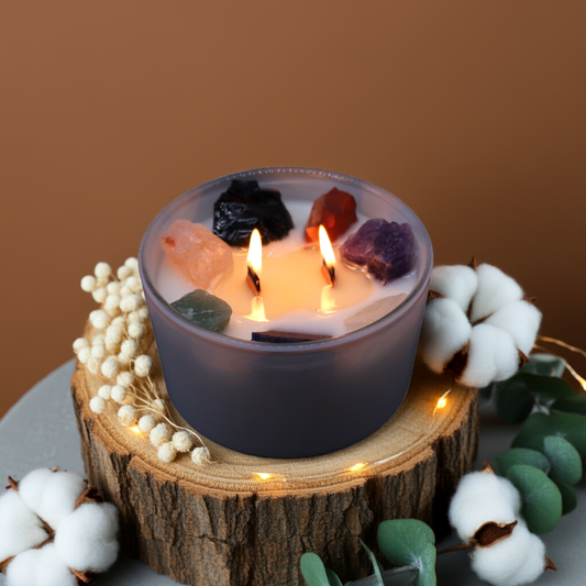 Large Seven Chakra Crystal Candle
