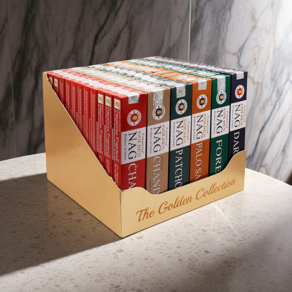 The Golden Collection Box of Incense – 72 Boxes Total (12 x 6 Assorted Fragrances)