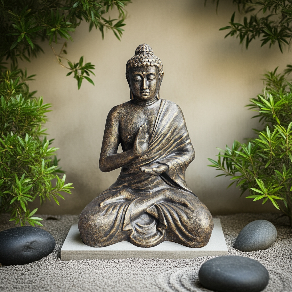 Large Antique Gold Buddha Meditation in Stupa - 1.5m