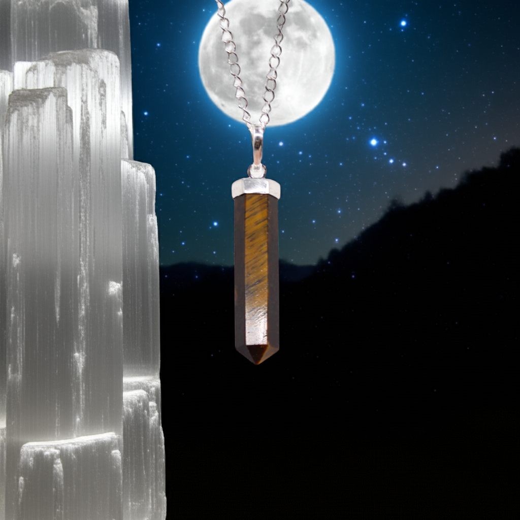 Tigers Eye Gemstone Classic Point Pendant