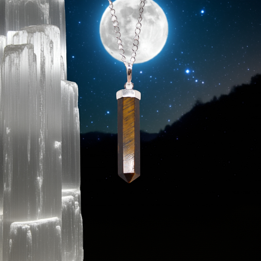 Tigers Eye Gemstone Classic Point Pendant