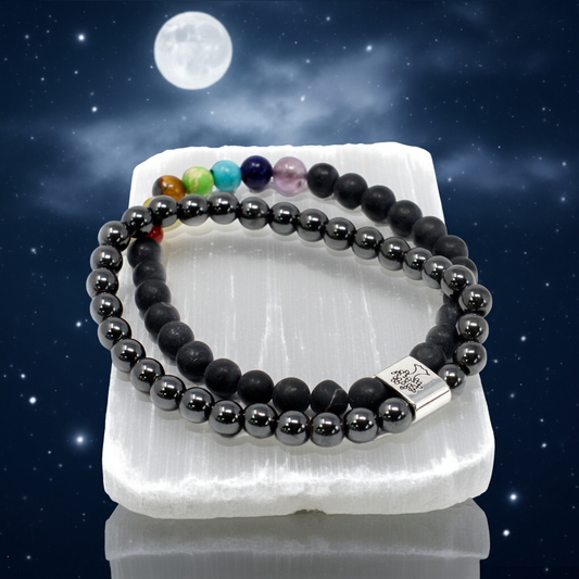 Magnetic Chakra & Black Stones Bracelet