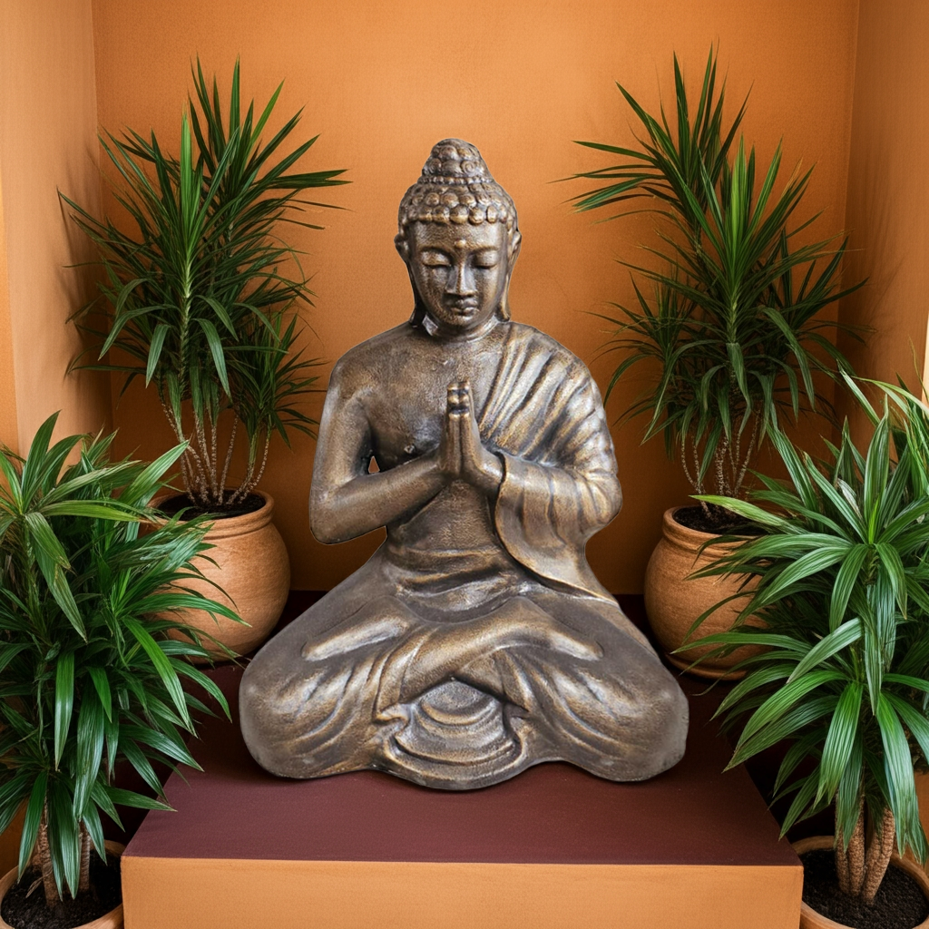 Large Antique Gold Praying Buddha Statue - 1.2m Tall