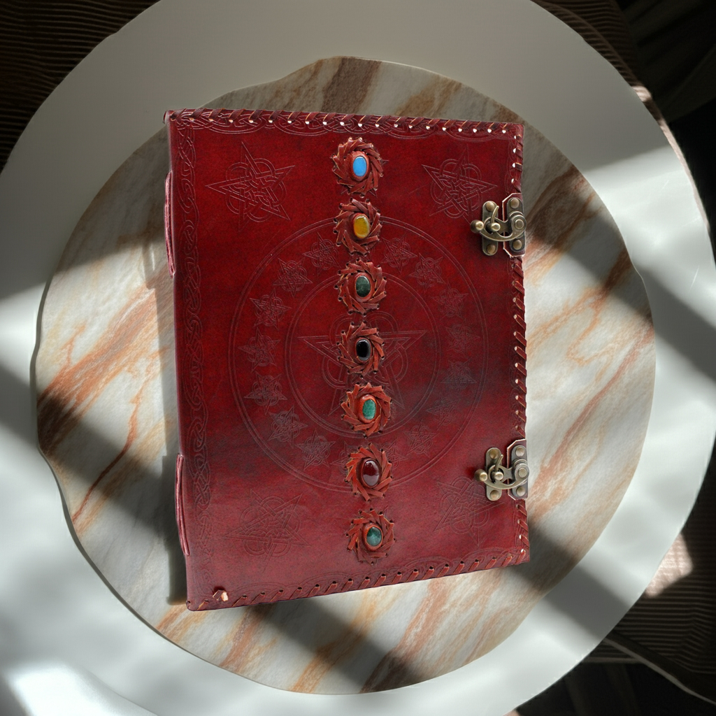 Huge 7 Chakra Leather Book - 10x13 (200 pages)