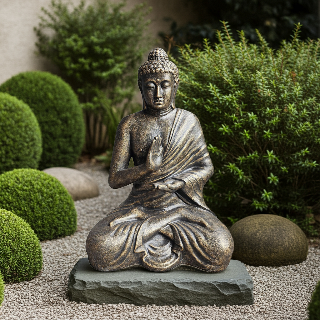 Large Antique Gold Buddha Meditation in Stupa - 1.5m