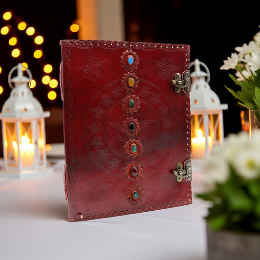 Huge 7 Chakra Leather Book - 10x13 (200 pages)