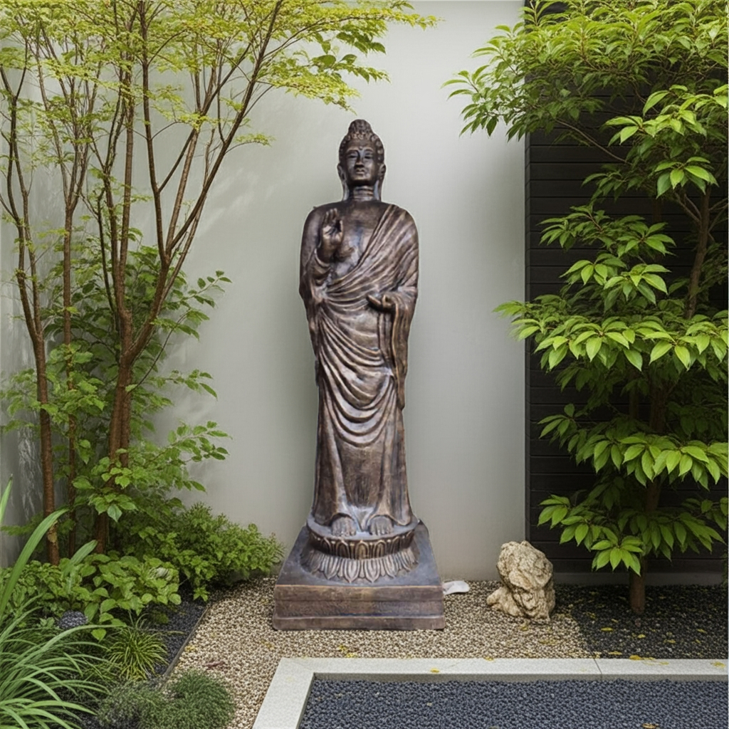 3m Tall Antique Gold Standing Buddha Statue