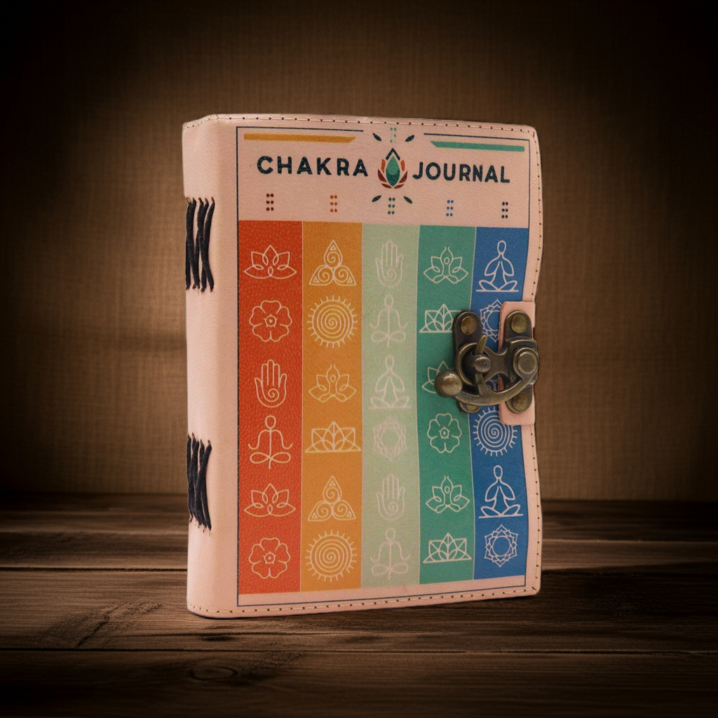 Leather Seven Chakra Colours Tea Stained Journal