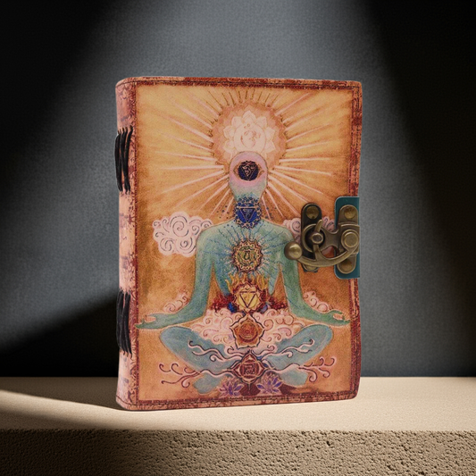 Leather "Buddha Seven Chakra" Tea Stained Journal