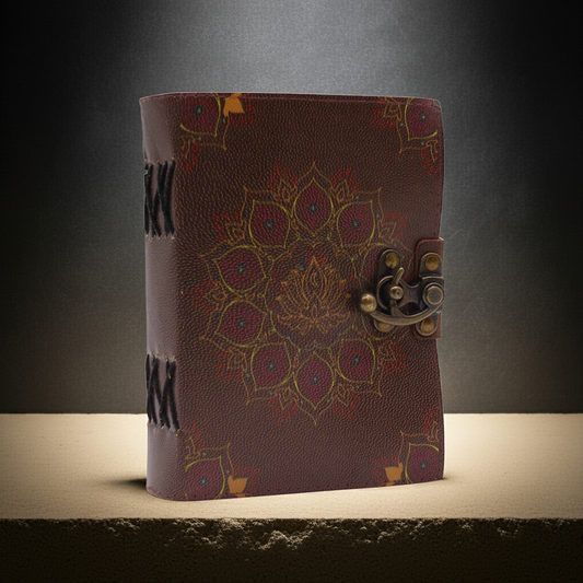 Leather Lotus Mandala Tea Stained Journal