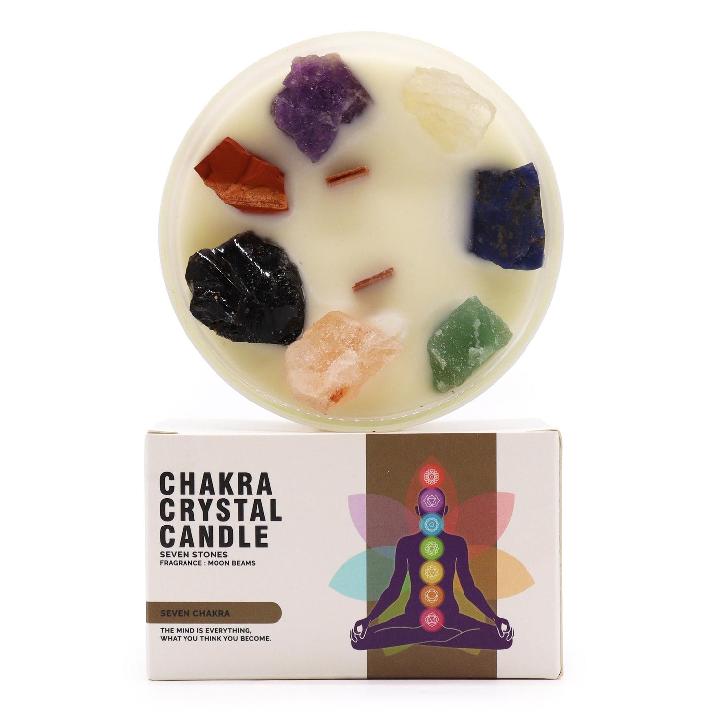 Large Seven Chakra Crystal Candle
