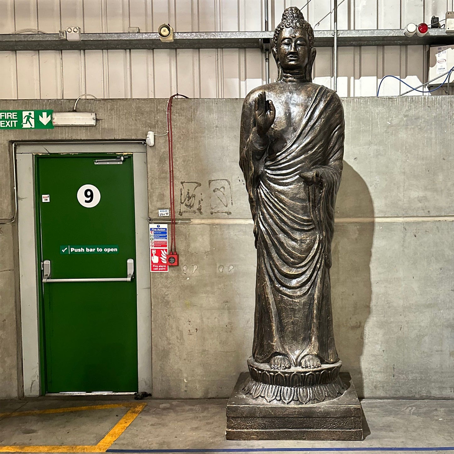 3m Tall Antique Gold Standing Buddha Statue
