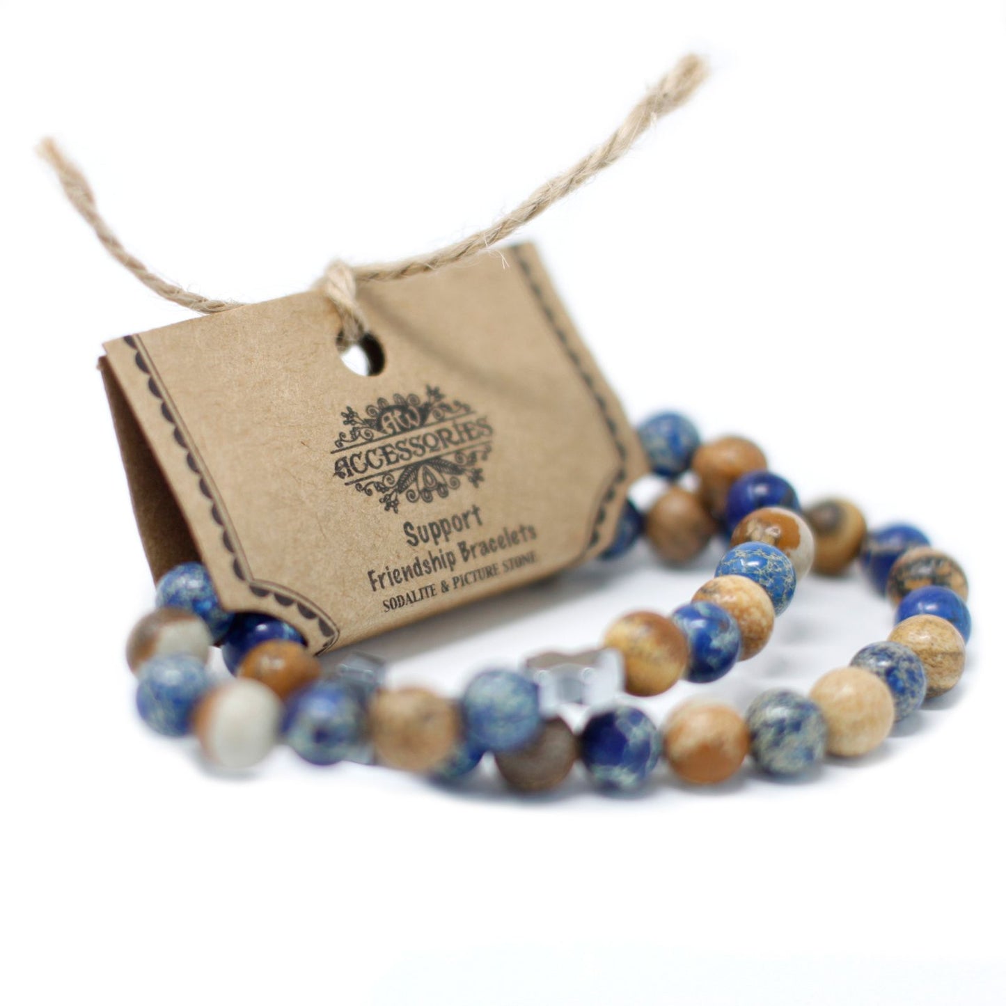 Set of 2 Gemstones Friendship Bracelets - Amethyst & Rose Quartz