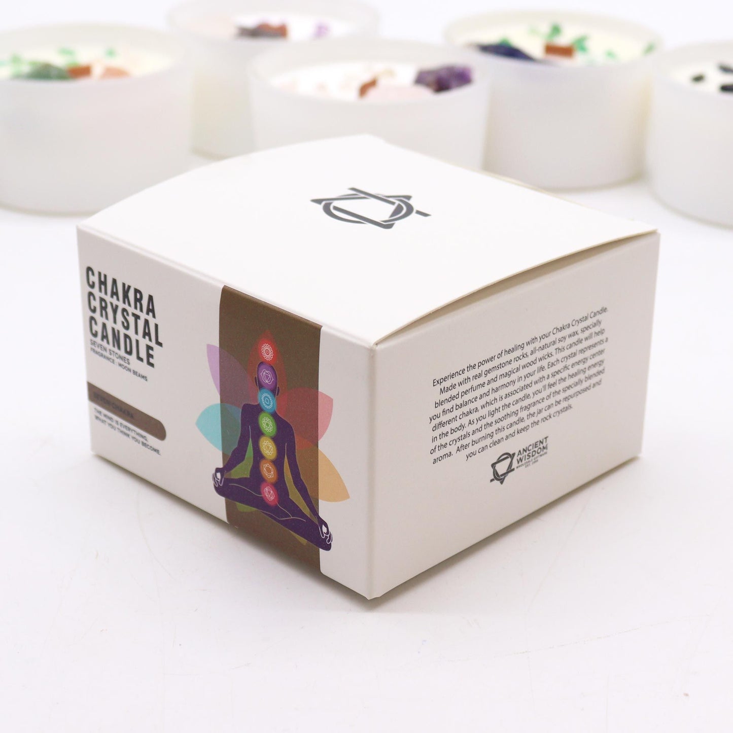 Large Seven Chakra Crystal Candle