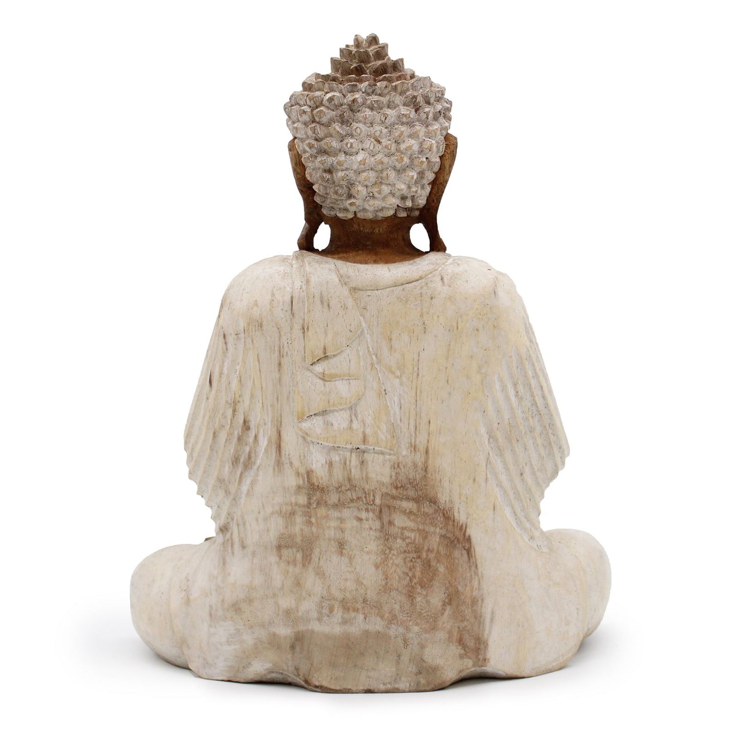 30cm Hand-Carved Teaching Buddha Statue – Whitewash Finish