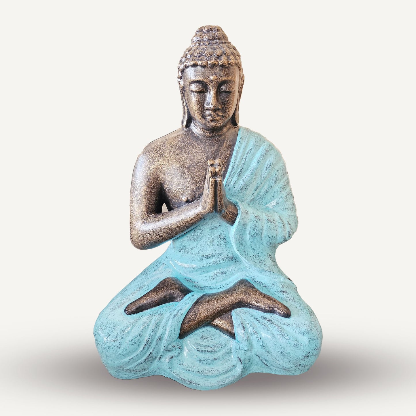 Large Turquoise & Gold Praying Buddha Statue - 1.2m Tall