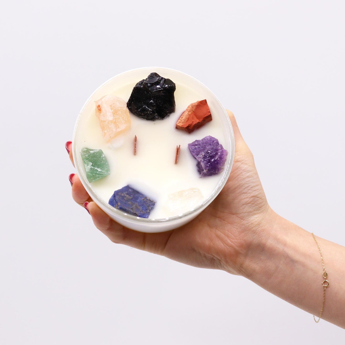 Large Seven Chakra Crystal Candle