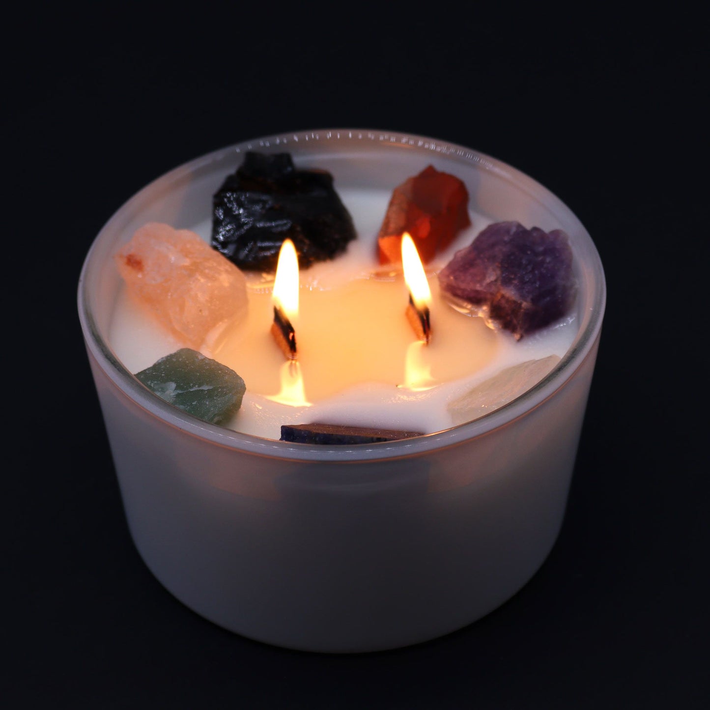 Large Seven Chakra Crystal Candle