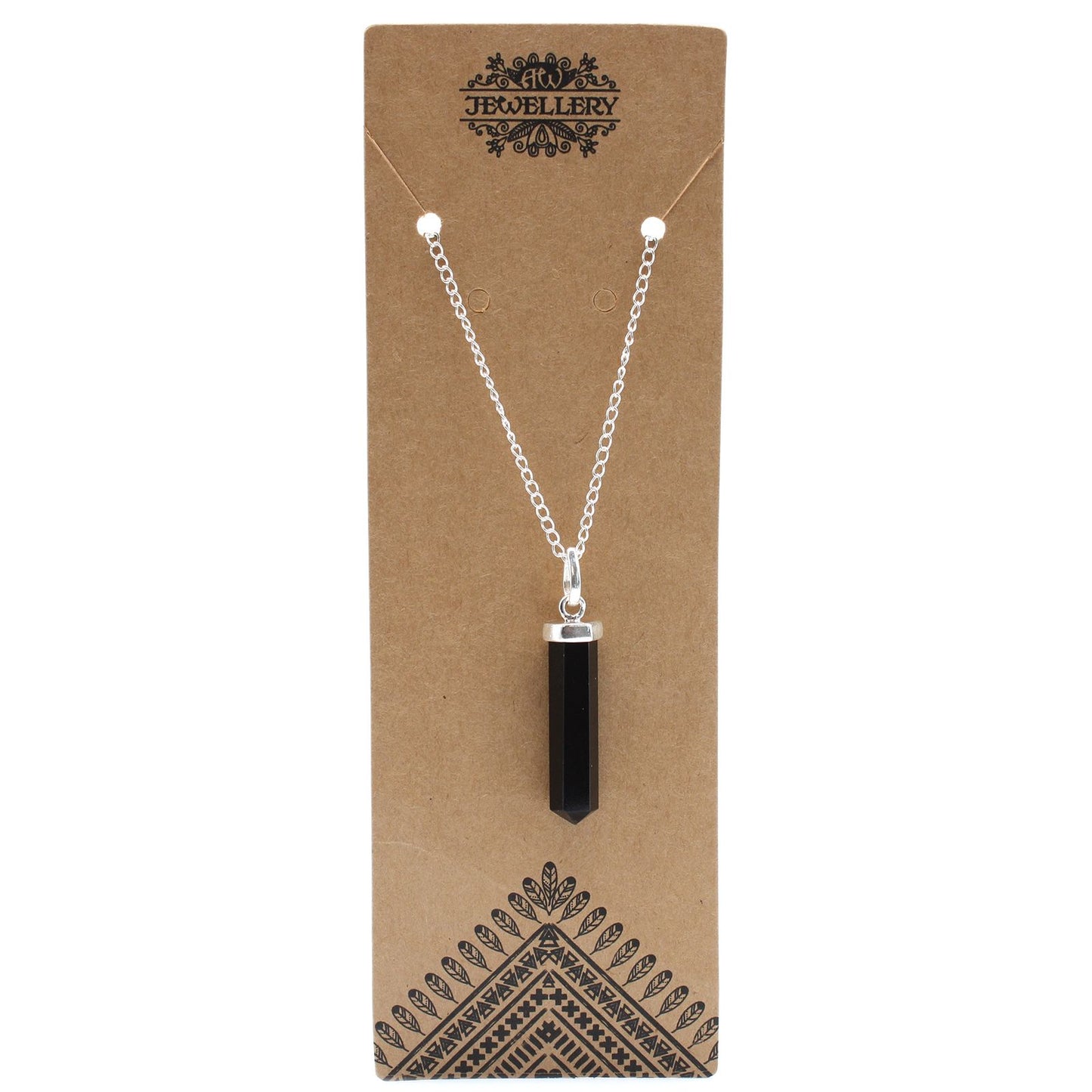 Black Agate Gemstone Classic Point Pendant