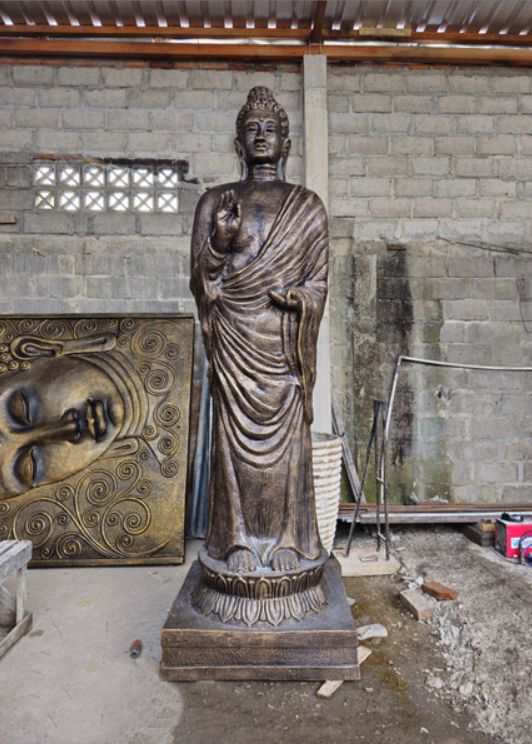 3m Tall Antique Gold Standing Buddha Statue