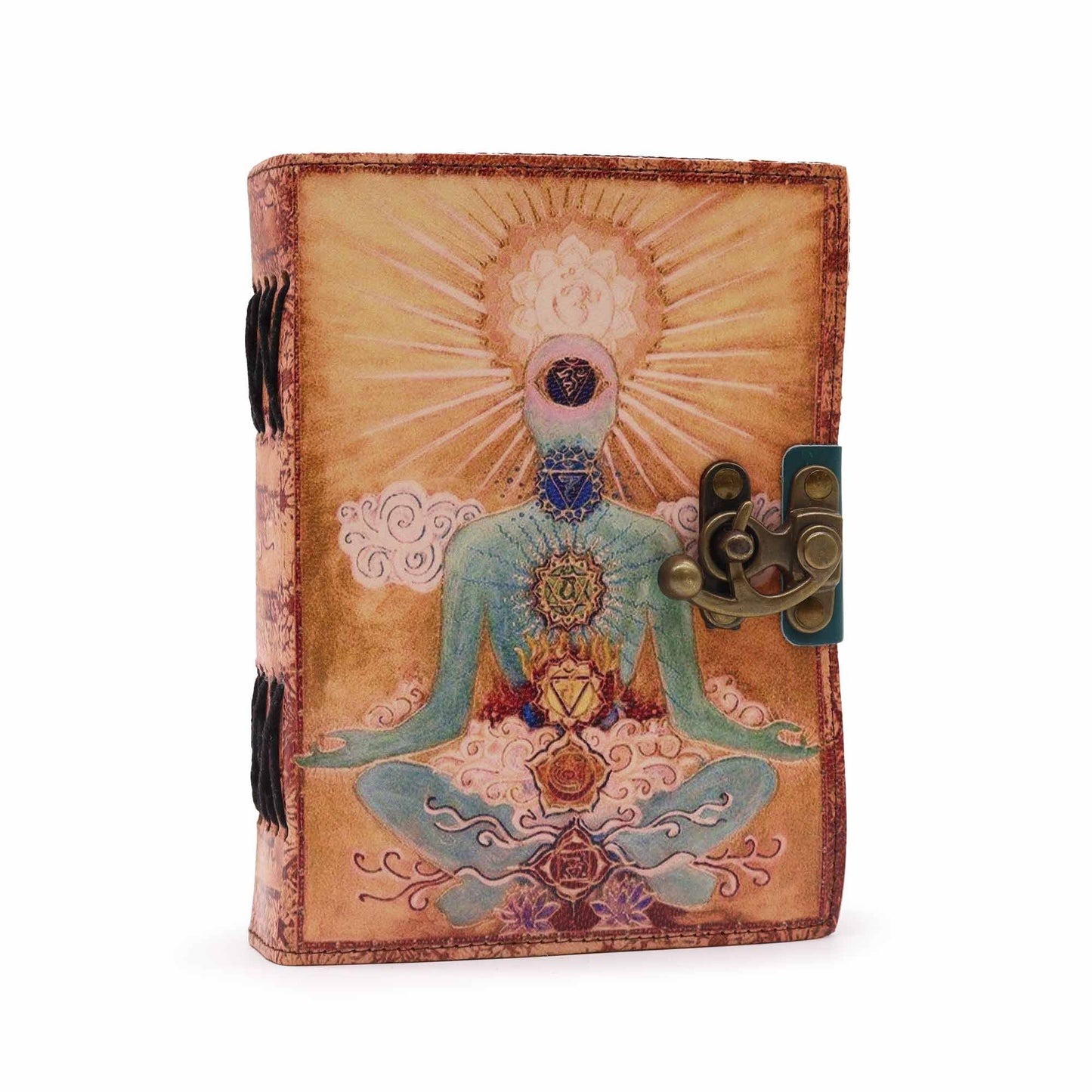 Leather "Buddha Seven Chakra" Tea Stained Journal