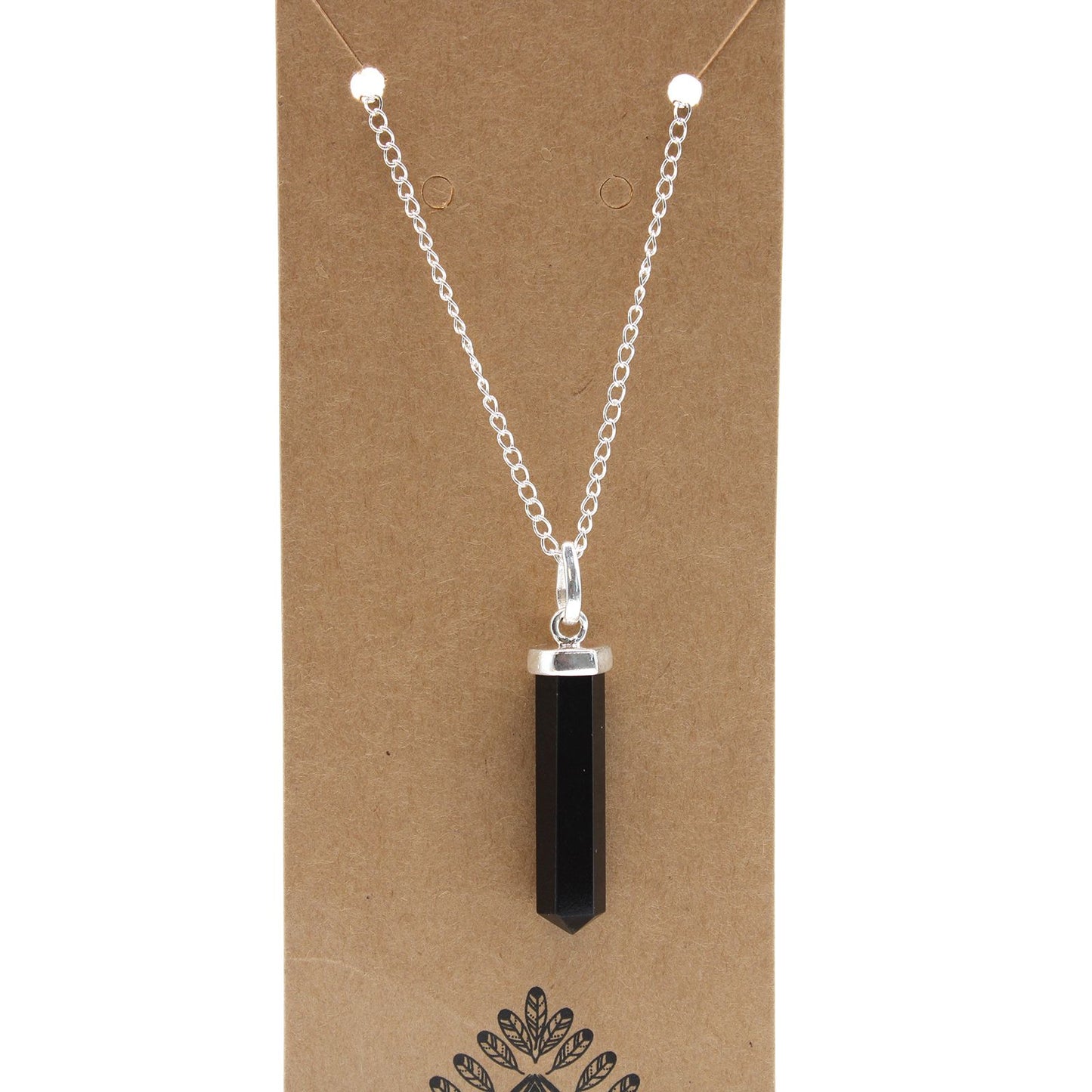 Black Agate Gemstone Classic Point Pendant