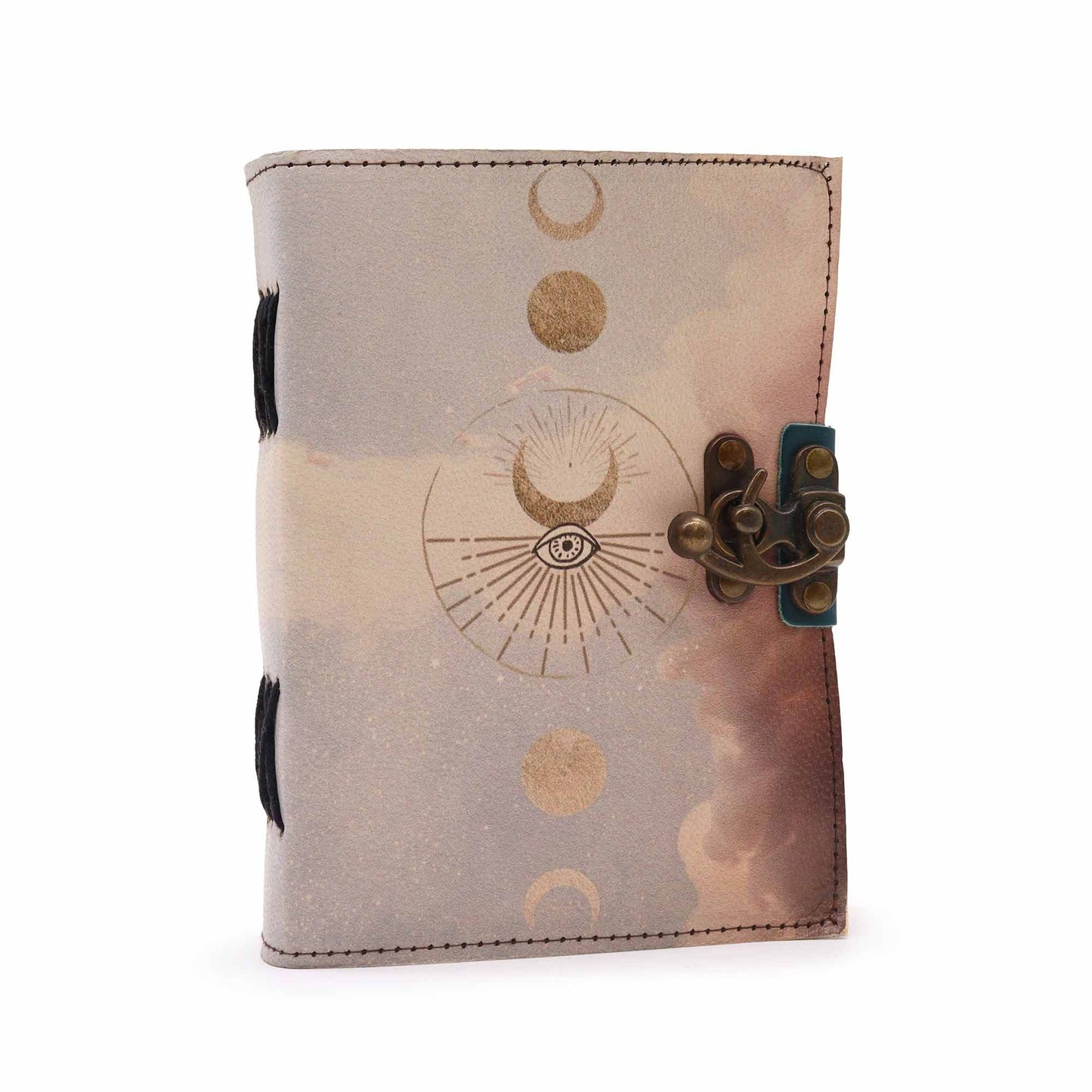 Leather Moon Phases Tea-Stained Journal