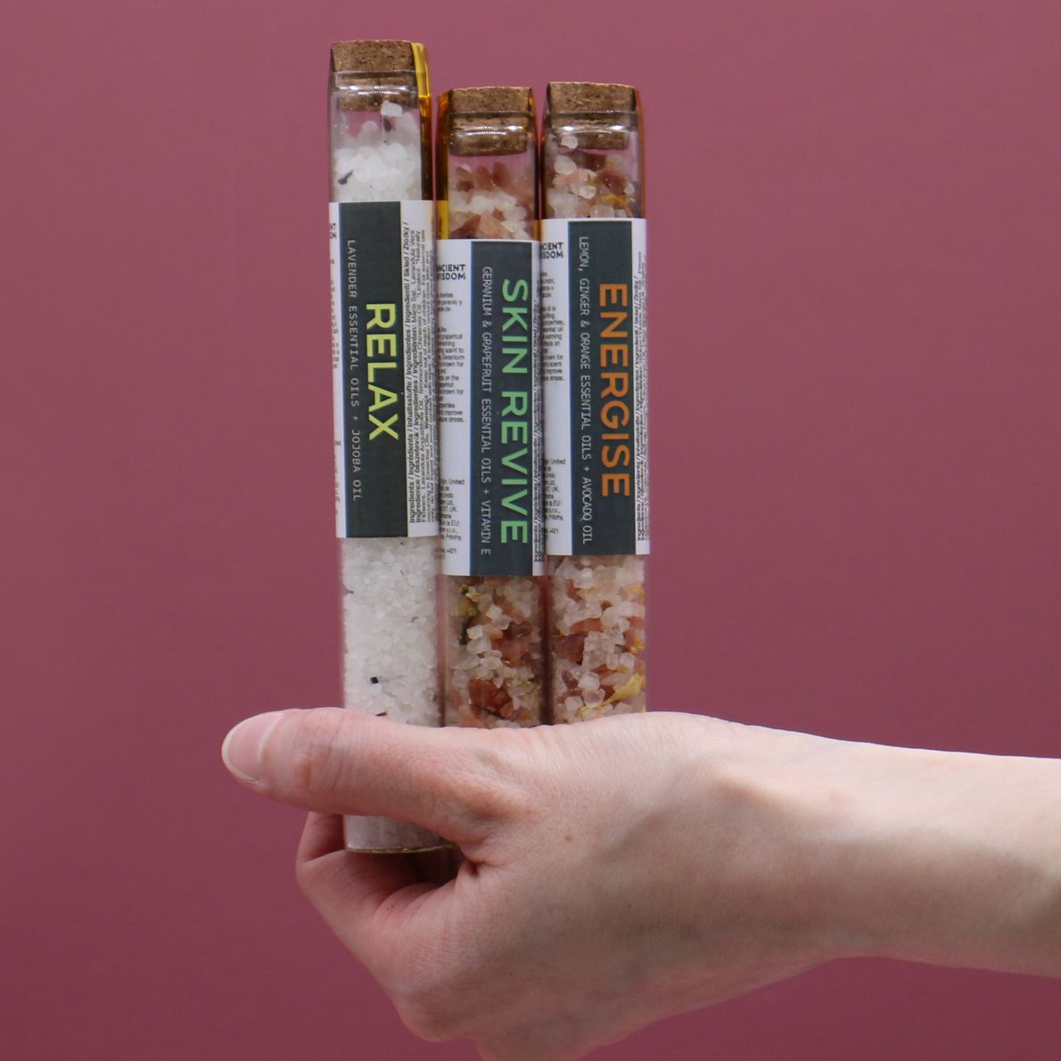 Gift Pack of 7 Self-care Bath Salts Vials