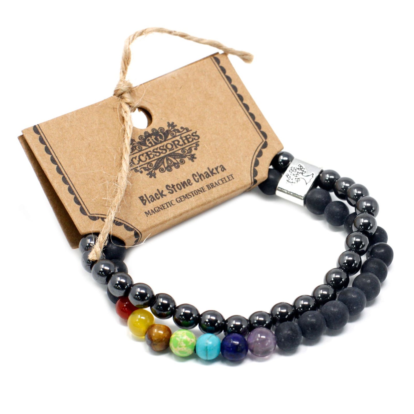Magnetic Chakra & Black Stones Bracelet