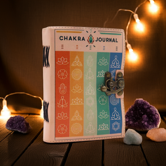 Leather Seven Chakra Colours Tea Stained Journal