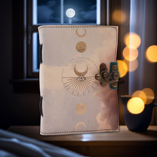 Leather Moon Phases Tea-Stained Journal