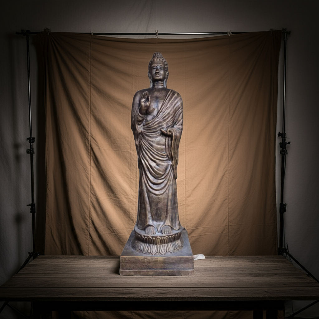 3m Tall Antique Gold Standing Buddha Statue