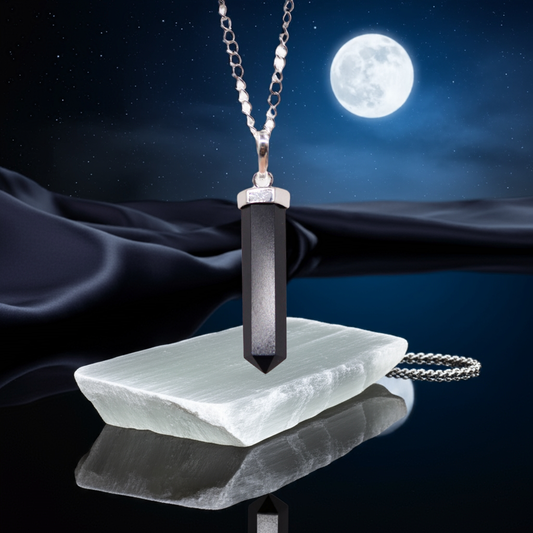 Black Agate Gemstone Classic Point Pendant