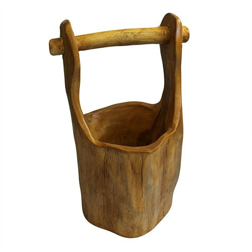 Hand Carved Wooden Teak Well Bucket aprox 28cm