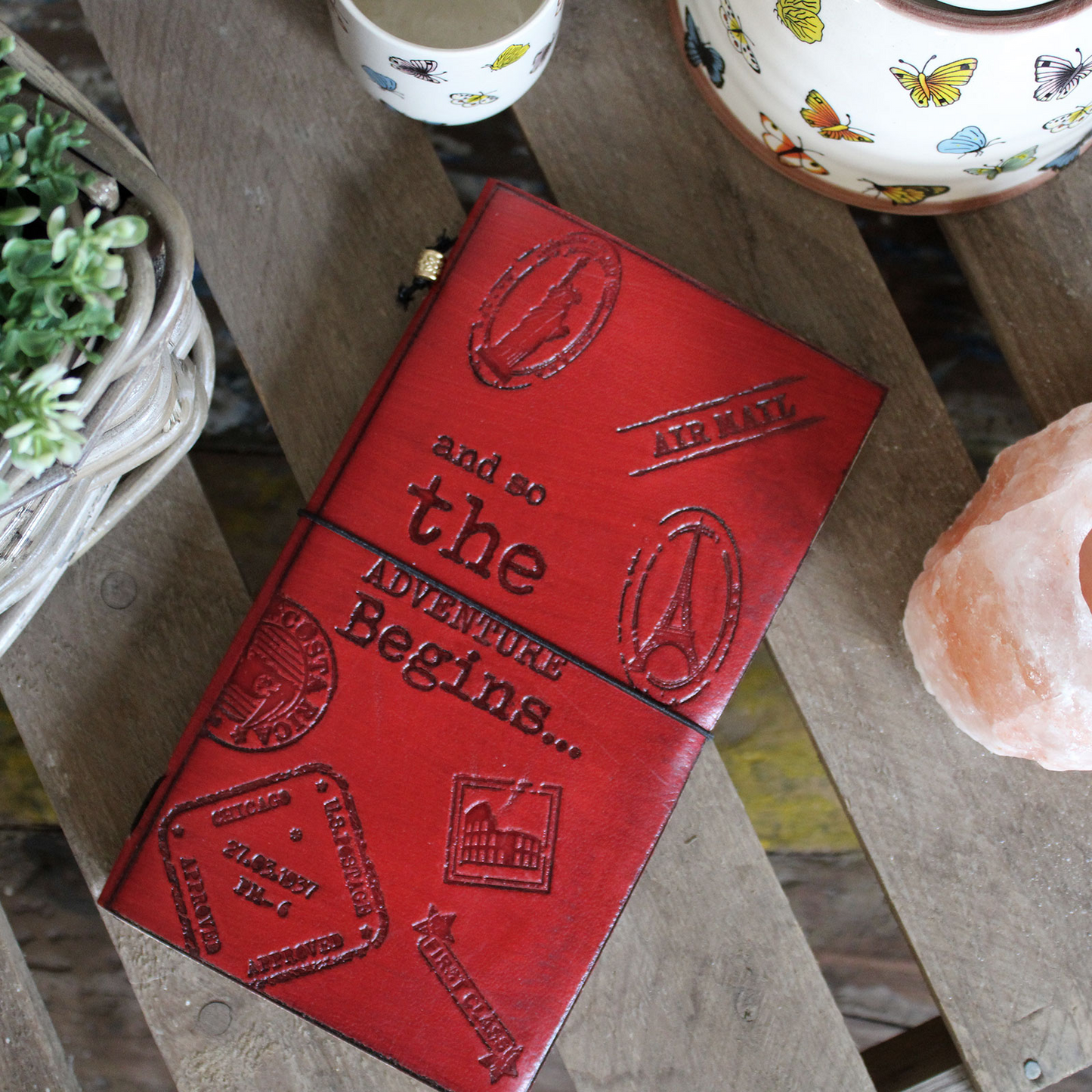 Handmade Leather Journal - Little Book of Big Plans - Red (80 pages)