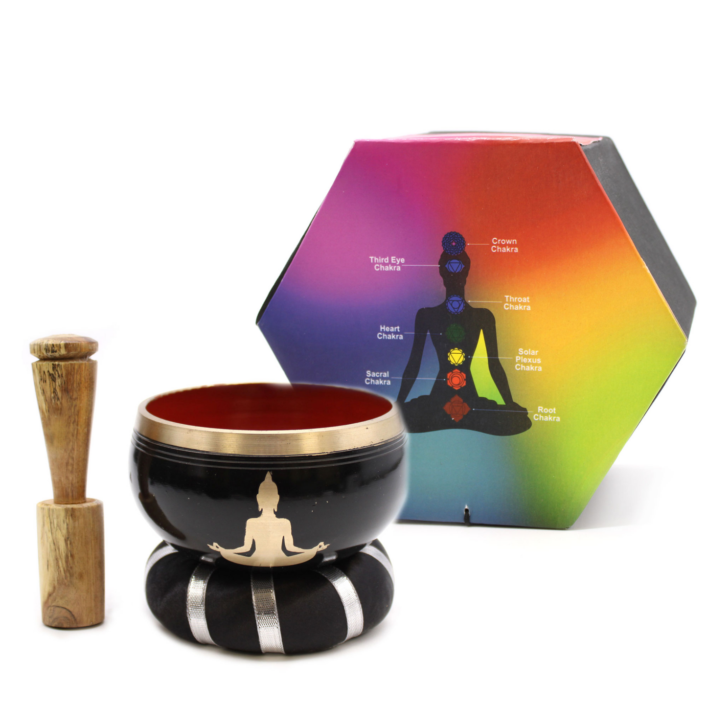 Buddha Singing Bowl Set- Black/Orange 10.7cm