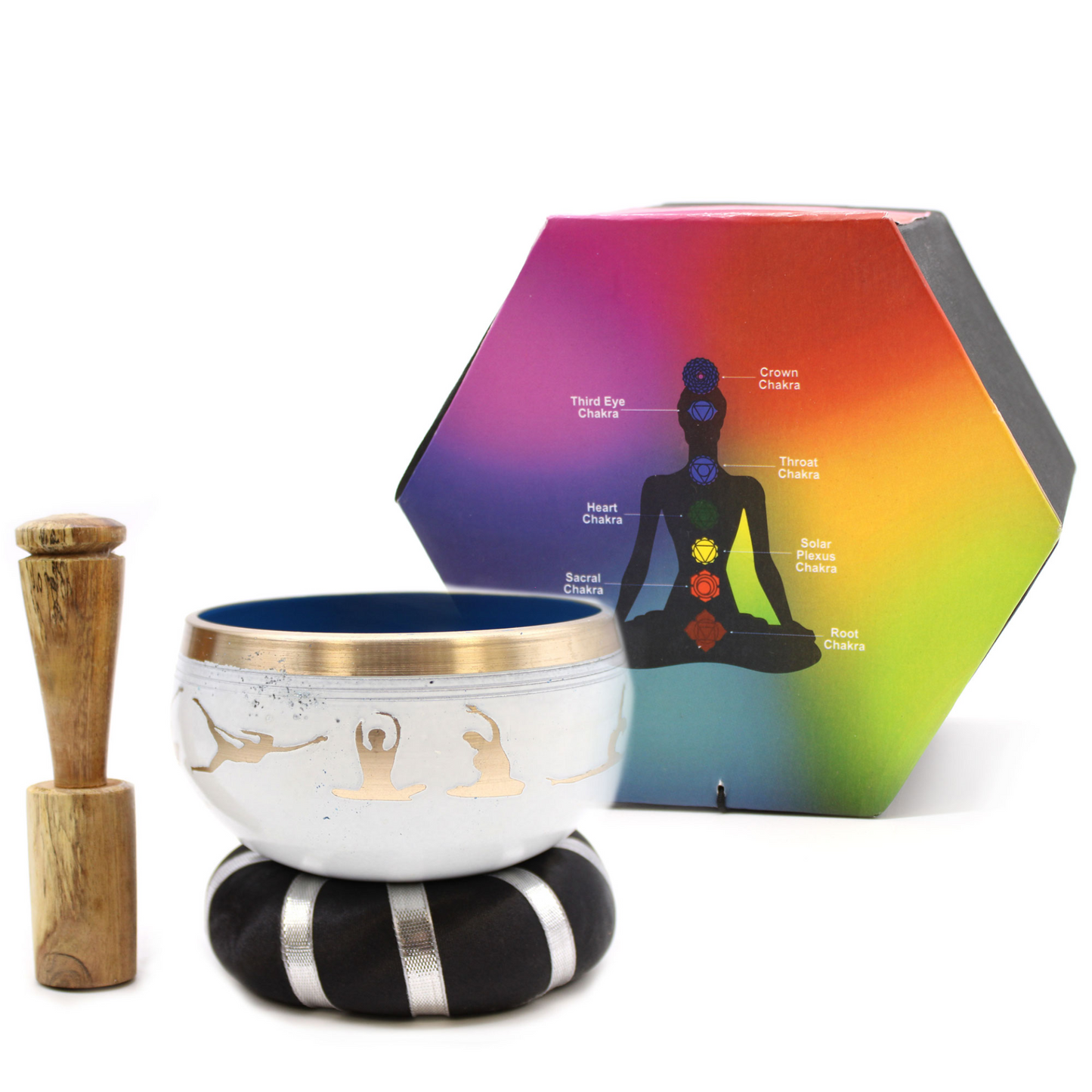 Yoga Moves Singing Bowl Set- White/Blue 10.7cm