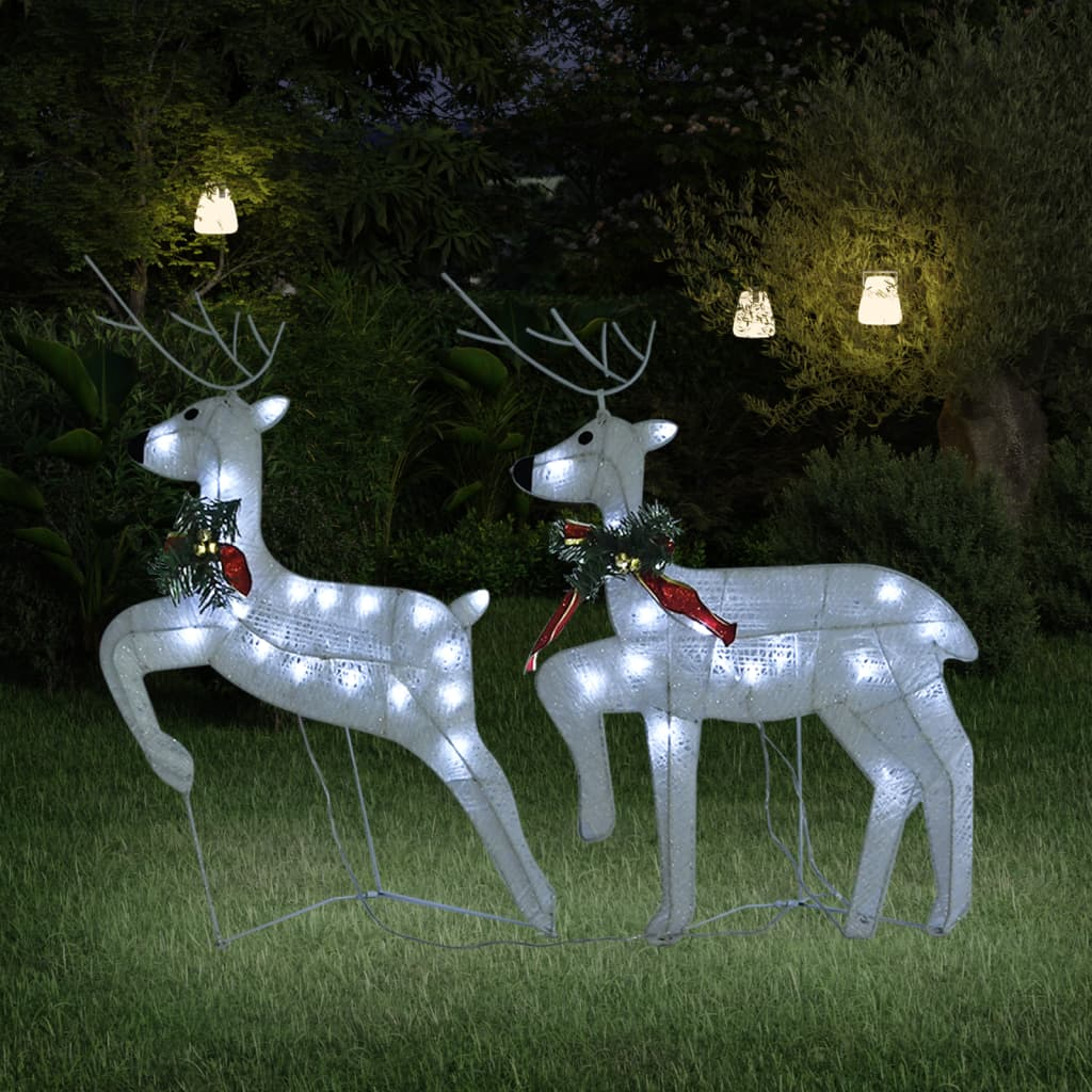 vidaXL Christmas Reindeers 2 pcs White 40 LEDs