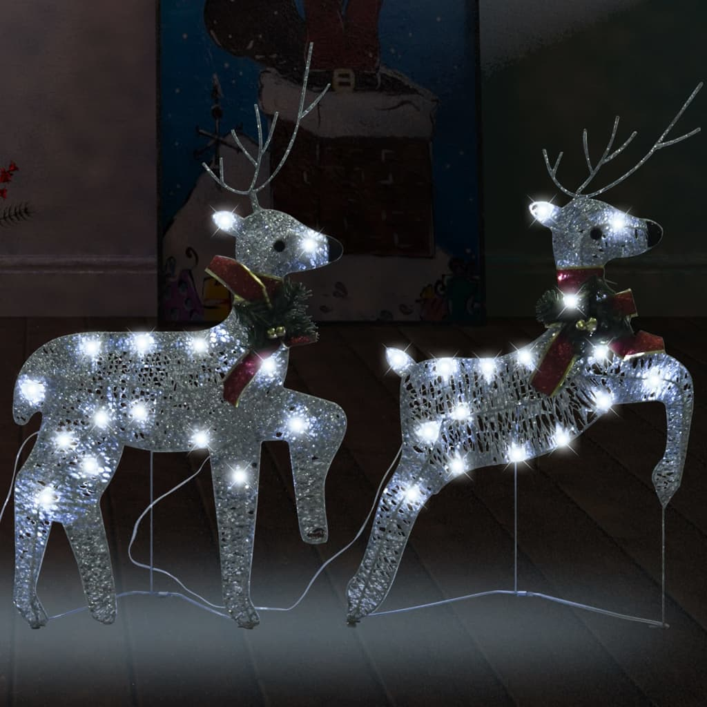 vidaXL Christmas Reindeers 2 pcs Silver 40 LEDs