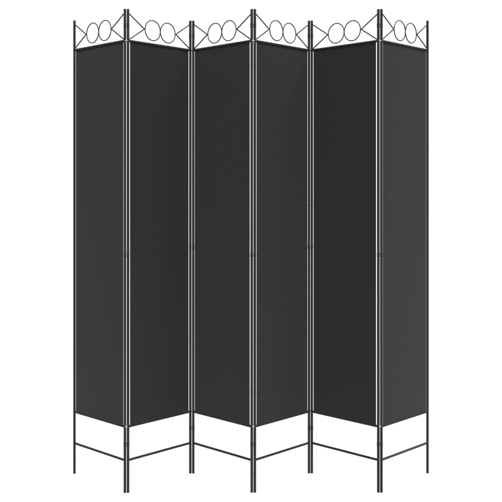 vidaXL 6-Panel Room Divider Black 240x220 cm Fabric