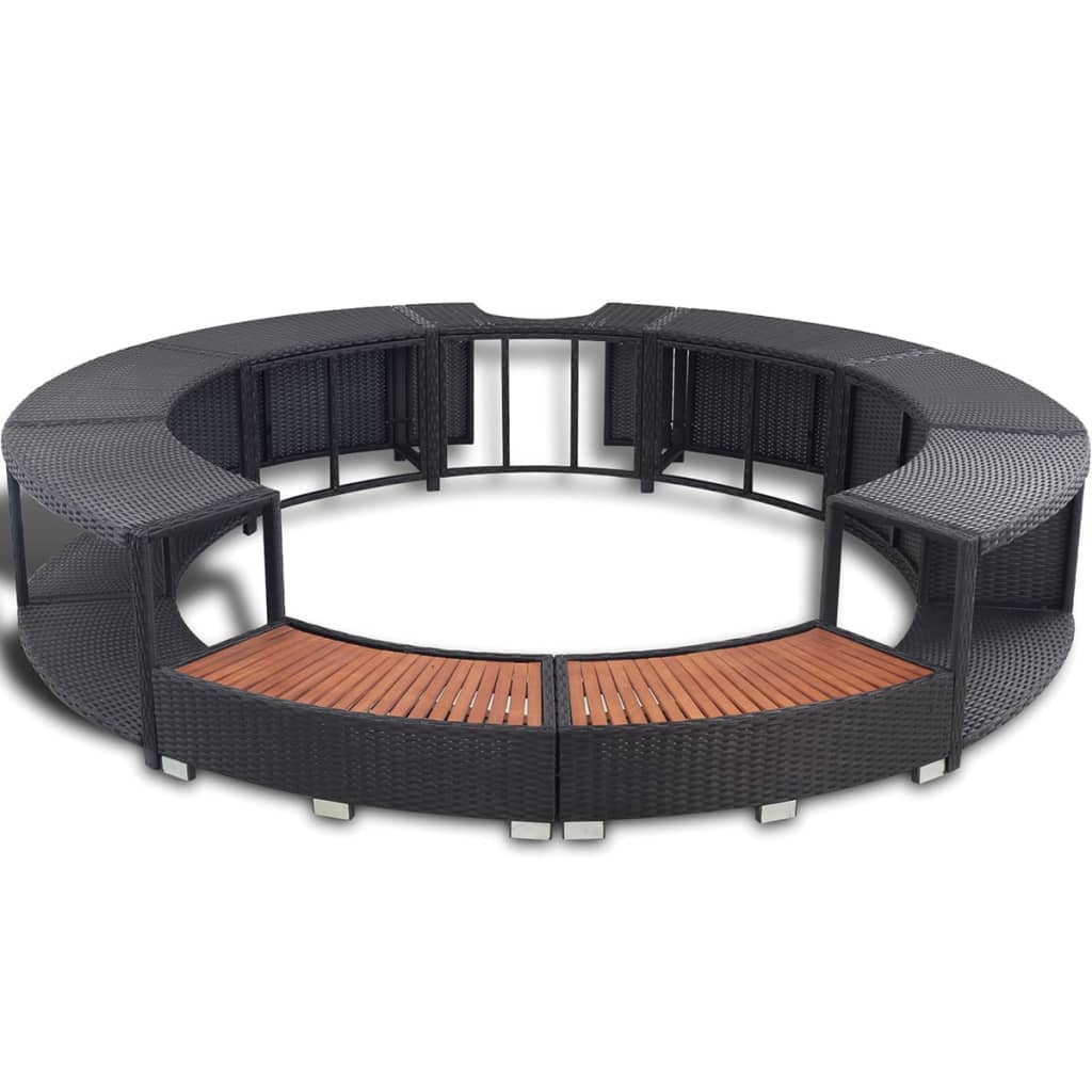 vidaXL Black Poly Rattan Spa Surround