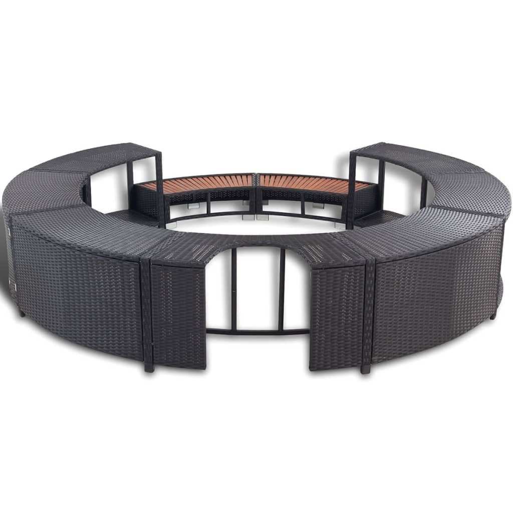 vidaXL Black Poly Rattan Spa Surround