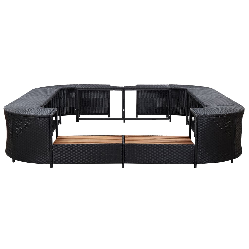 vidaXL Square Spa Surround Black 268 x 268 x 55 cm Poly Rattan