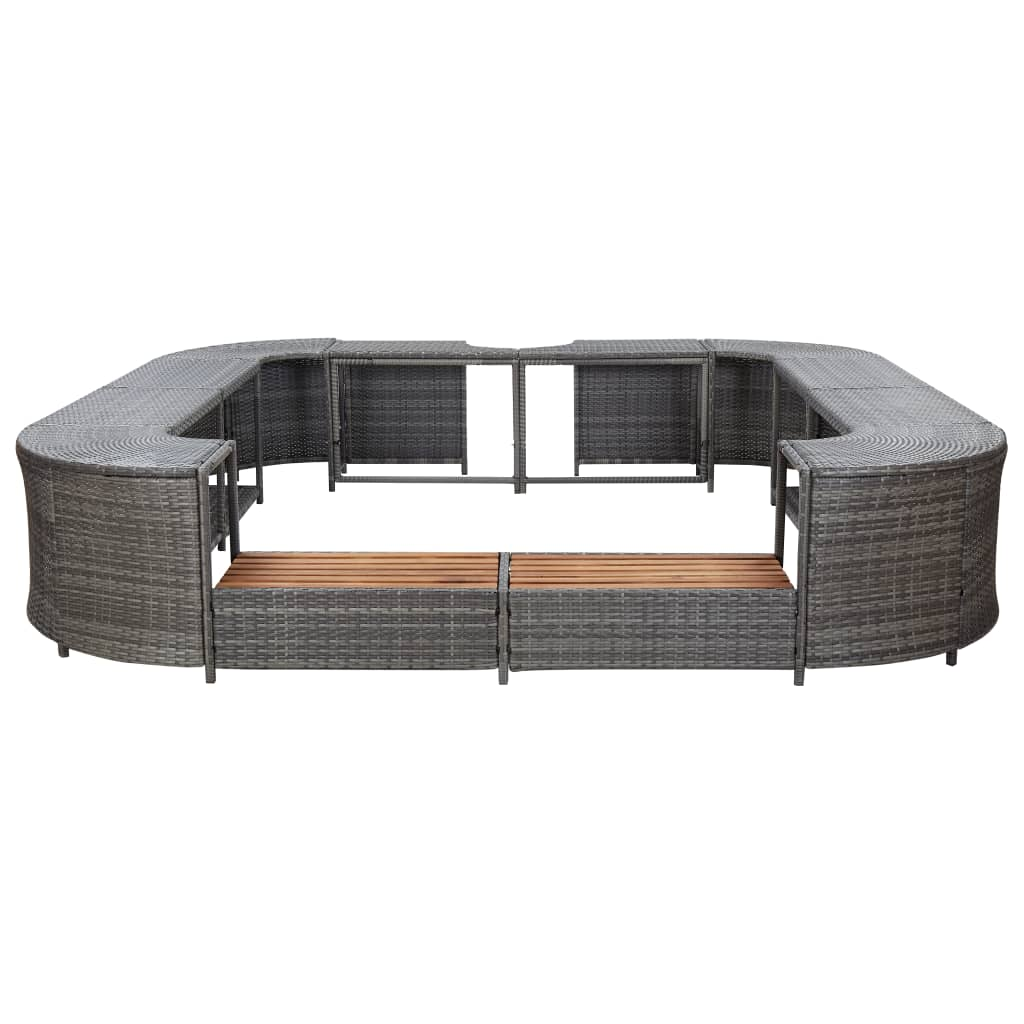 vidaXL Square Spa Surround Grey 268 x 268 x 55 cm Poly Rattan