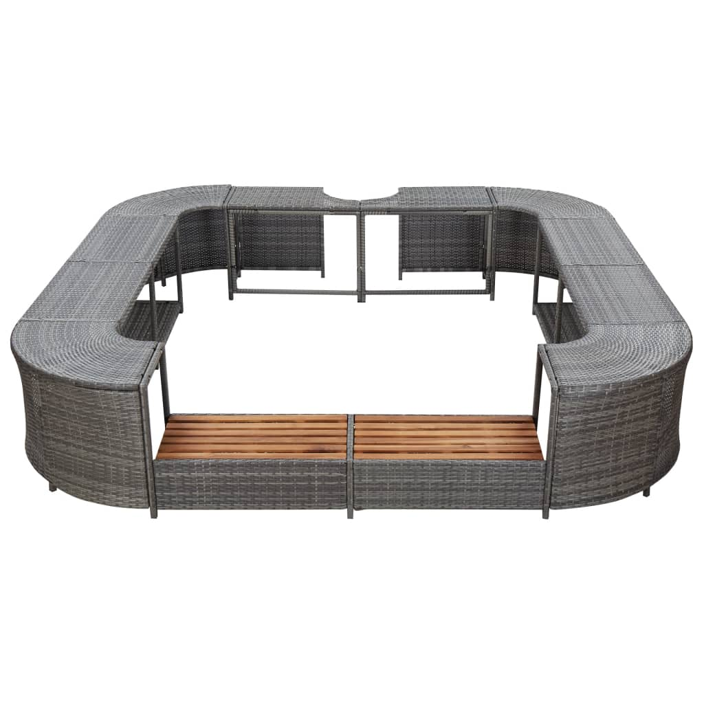 vidaXL Square Spa Surround Grey 268 x 268 x 55 cm Poly Rattan