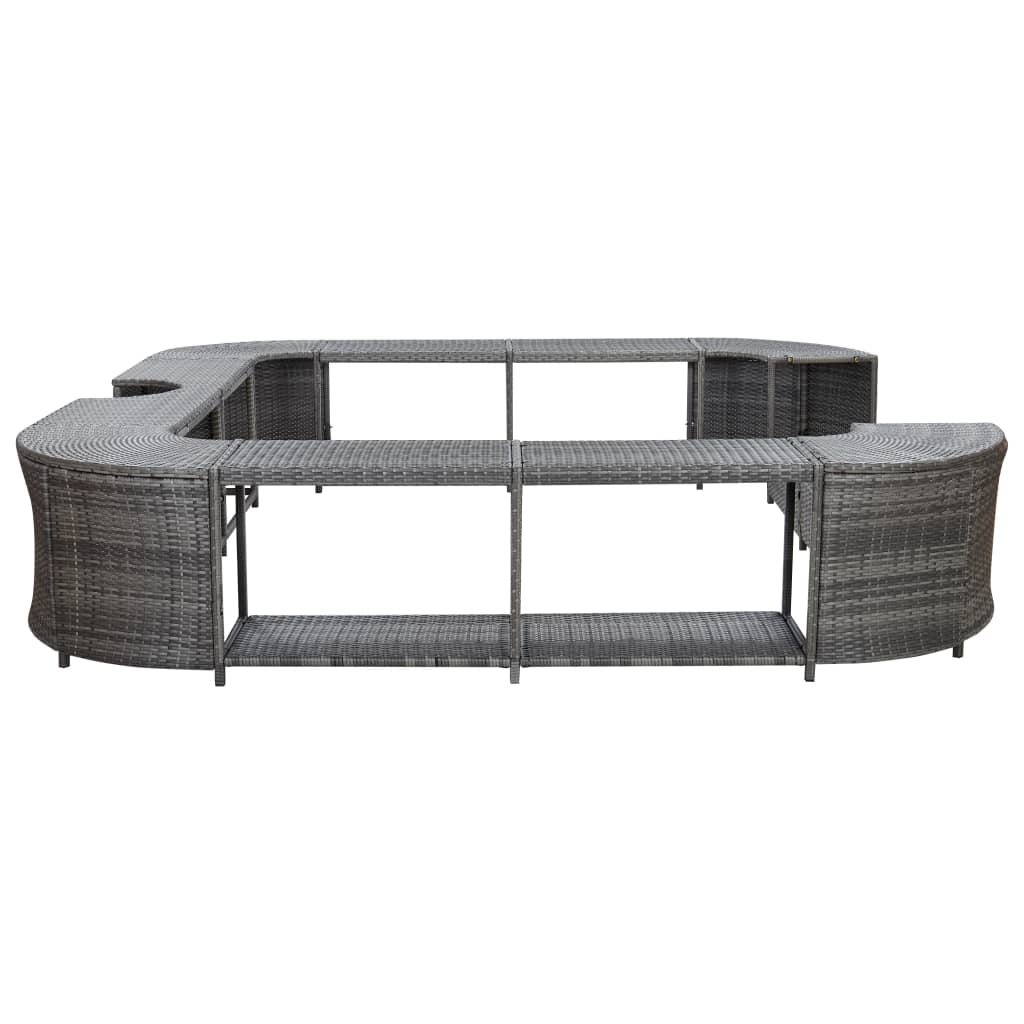 vidaXL Square Spa Surround Grey 268 x 268 x 55 cm Poly Rattan