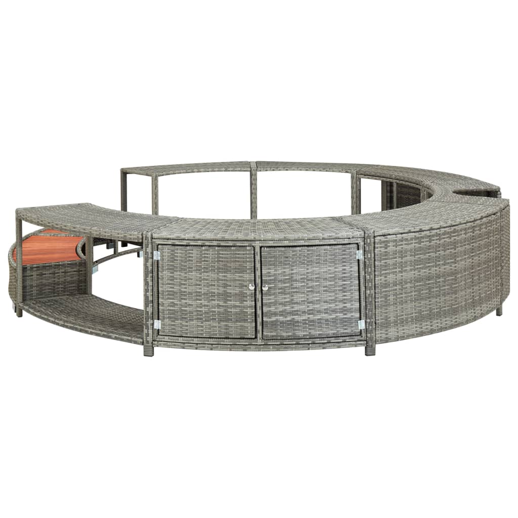 vidaXL Spa Surround Grey Poly Rattan