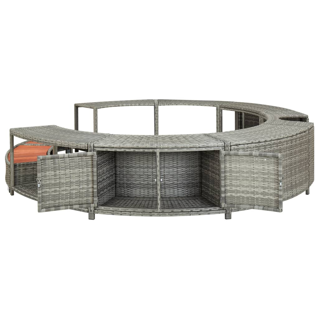 vidaXL Spa Surround Grey Poly Rattan