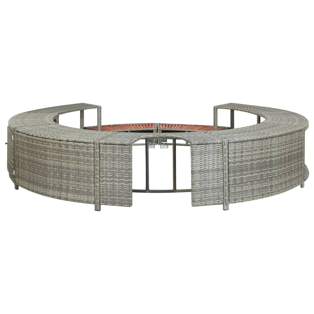 vidaXL Spa Surround Grey Poly Rattan