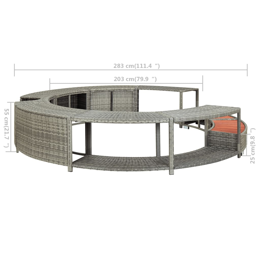 vidaXL Spa Surround Grey Poly Rattan